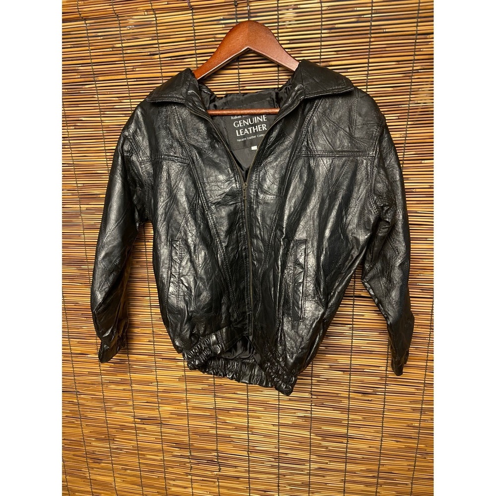 Navarre Leather Company‎ Italian Stone Design Black Youth Leather Jacket 14